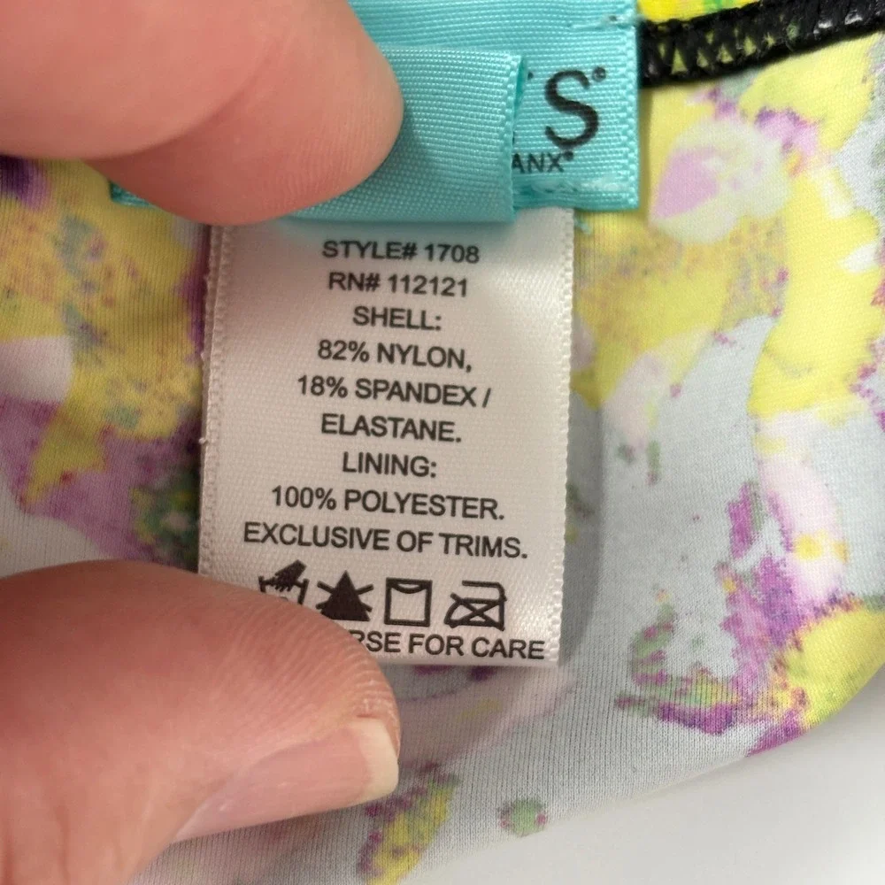 NWT ASSETS Women Tankini Top S Black Floral Power Suits Halter 1708 Slimming